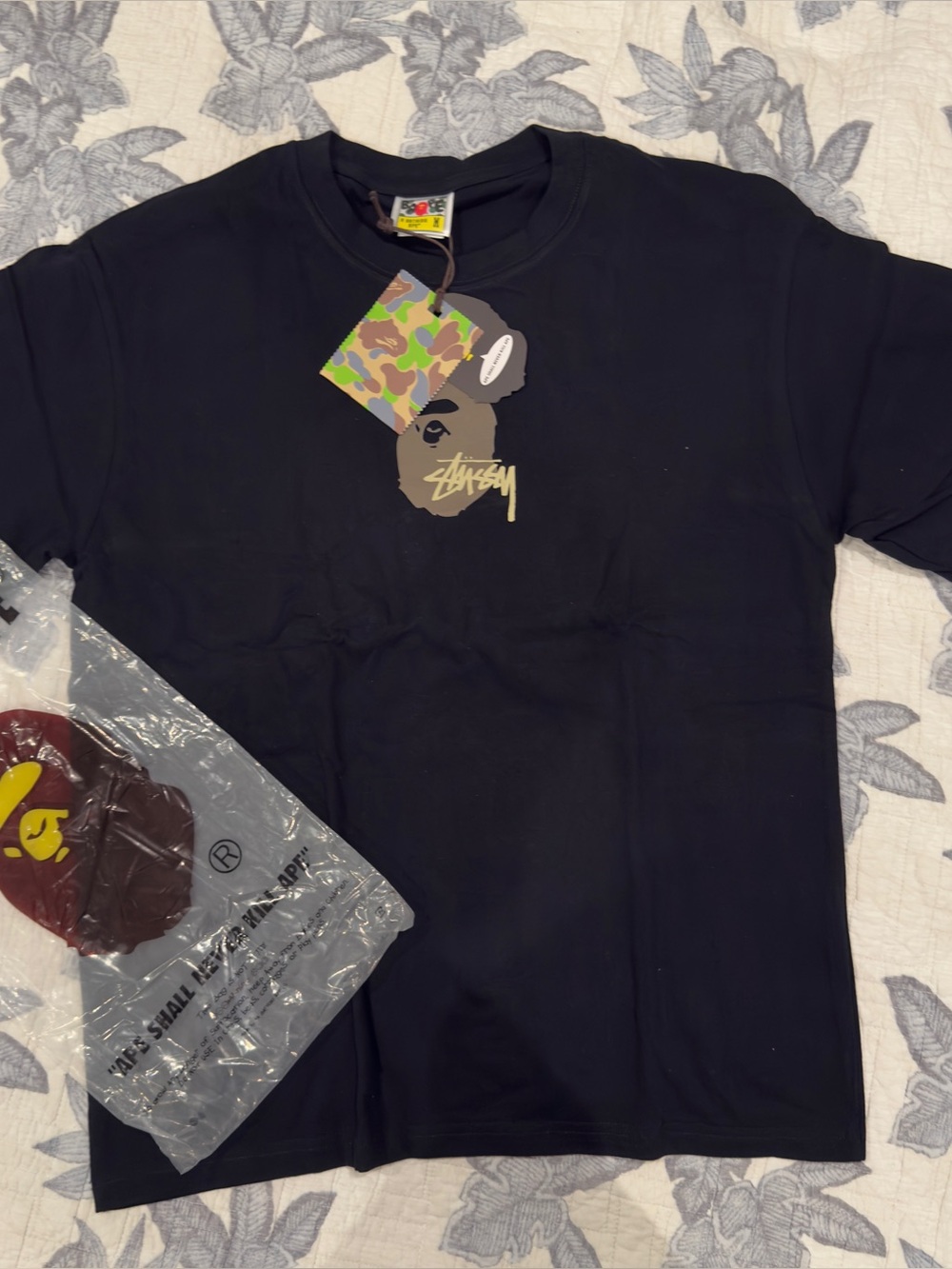 Bape x stussy t shirt size medium